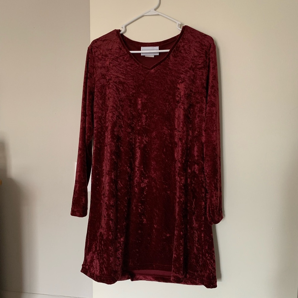 Thrifted Crushed Velvet Red Party Dress